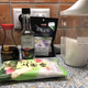 Left to Right: soy sauce, mirin, kuzu root starch, sugar, joshinko flour (in front)